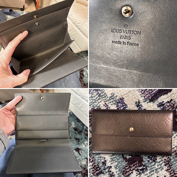 Louis Vuitton Vernis Monogram Sarah full-size long wallet pewter color (auth) - Picture 5 of 6